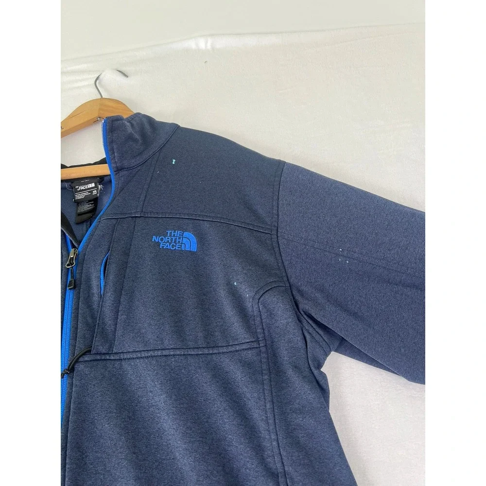 The North Face Full Zip Fleece Jacket Mens XXL Blue‎ Good Heathered Mock Neck